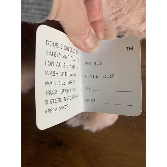 MJC Purr-fection VTG Pig WILBUR Dusty Pink Laying Down 16” Plush Stuffed Animal - Picture 4 of 7